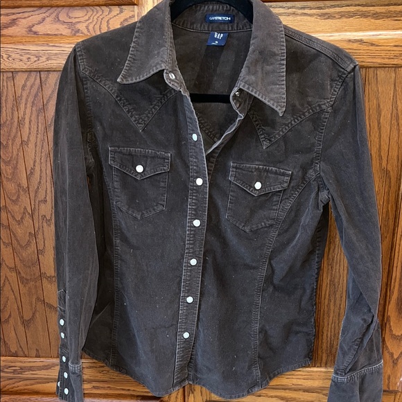 GAP Tops - GAP stretch Women's Dark Brown Corduroy  Shirt- Med